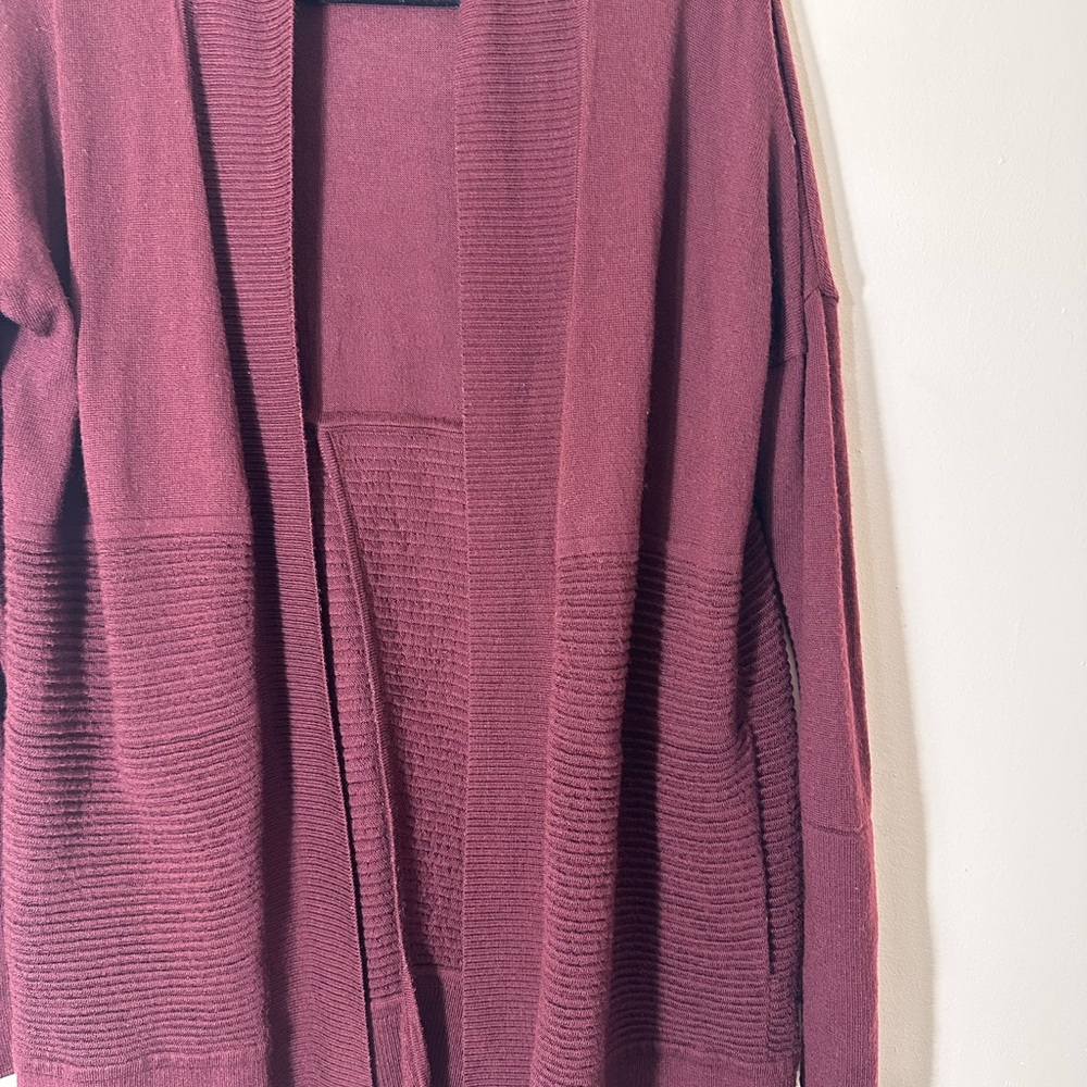 Lululemon sit in lotus wrap II cardigan merino wool open front sweater size 12 - Picture 12 of 15